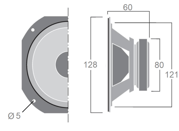 Haut-parleur médium Hi-Fi 13 cm double cône 60 watts 8 oms