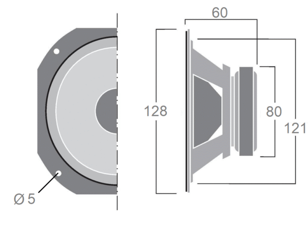 Haut-parleur large bande médium diamètre 12,8 cm pour enceinte de 60 à 120 W